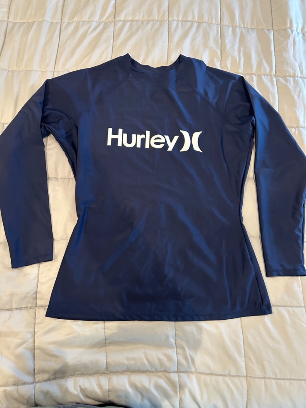 Hurley Navy Blue Long-Sleeve Logo Rash Guard Top